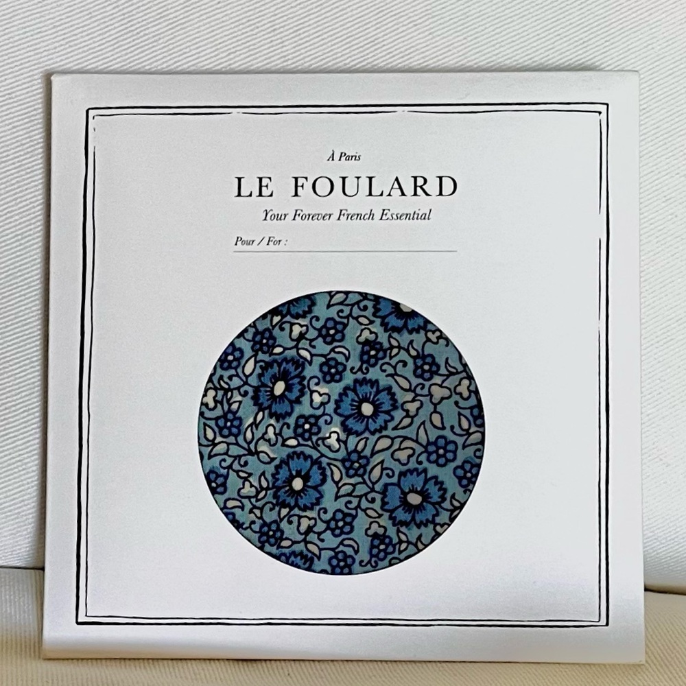 Sezane charming blue floral foulard square scarf.
